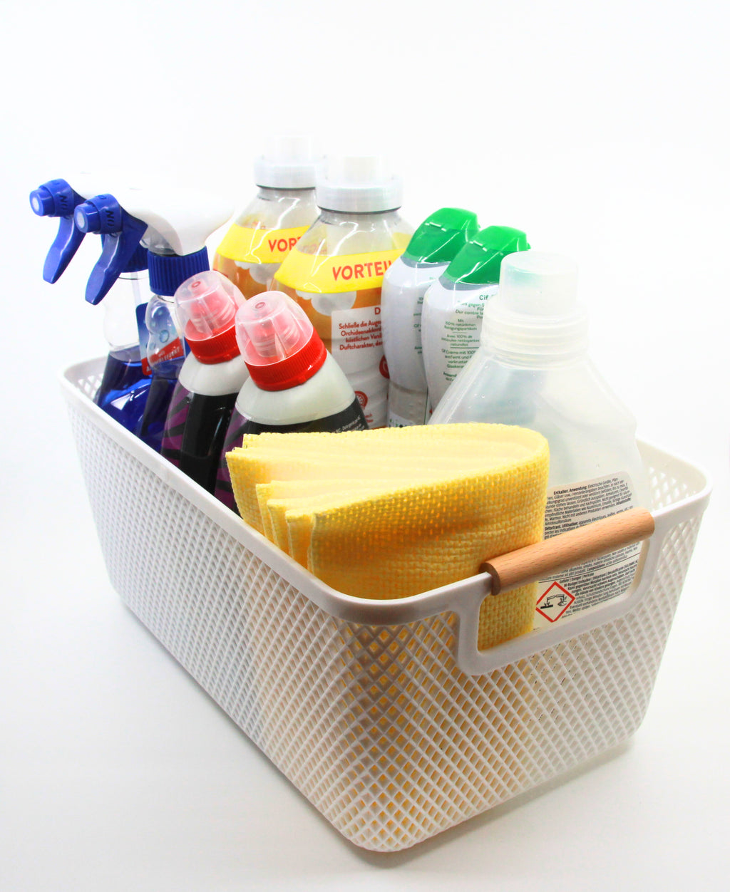 Multifunktionaler Kunststoff-Aufbewahrungskorb mit Holzgriffen "Anja"