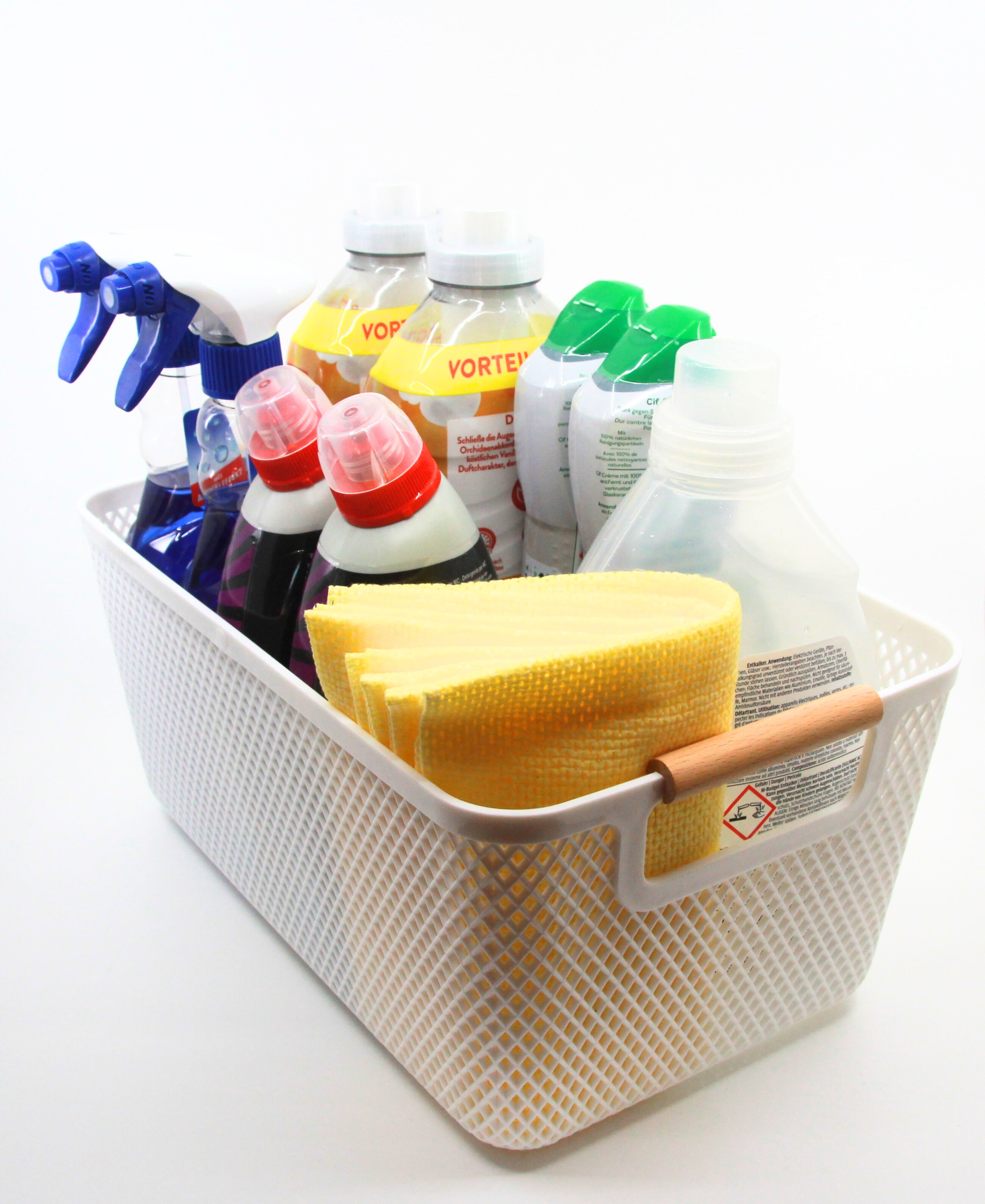 Multifunktionaler Kunststoff-Aufbewahrungskorb mit Holzgriffen "Anja"