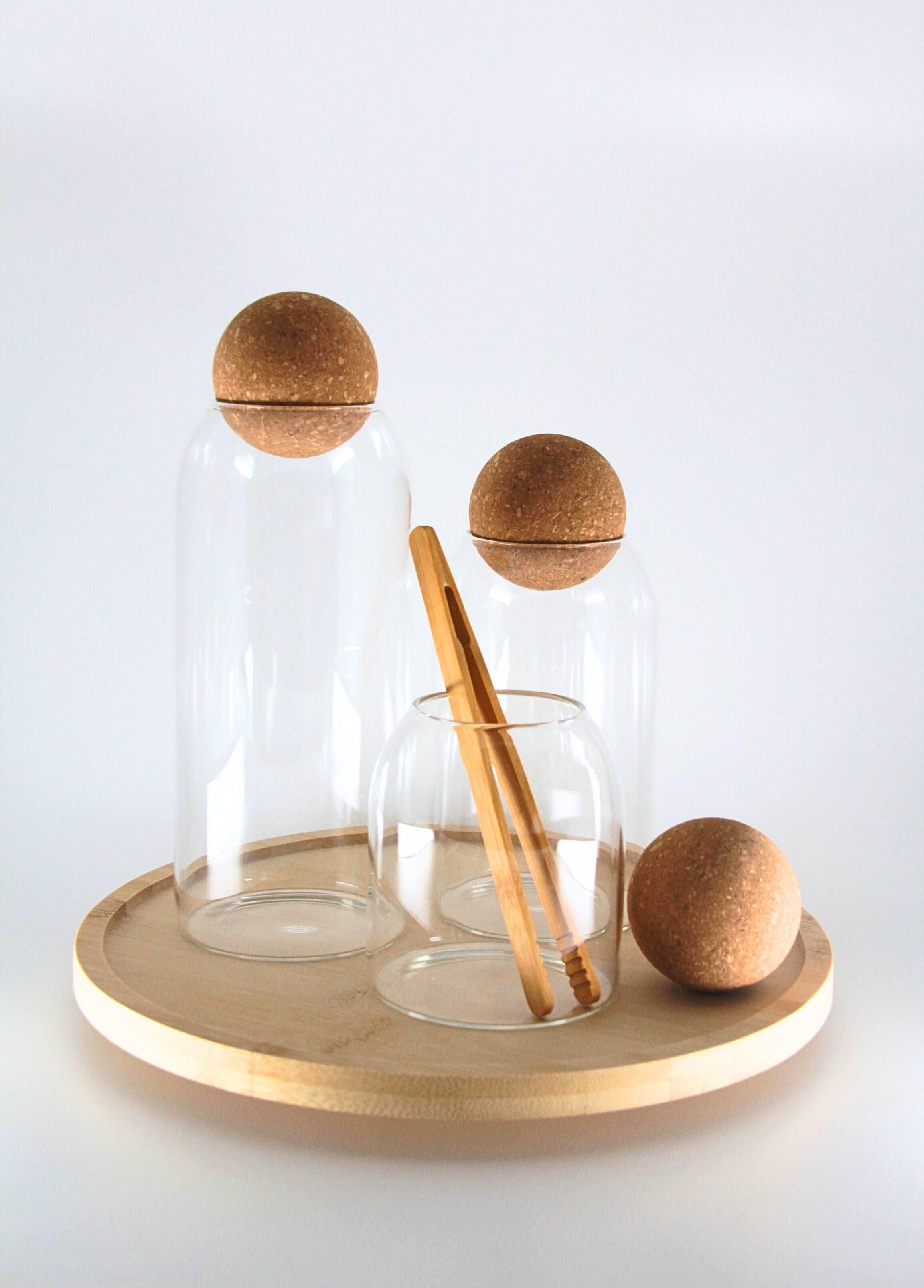 Vorratsglas-Set "Bali" 3er Set Design-Gläser mit Korkkugel