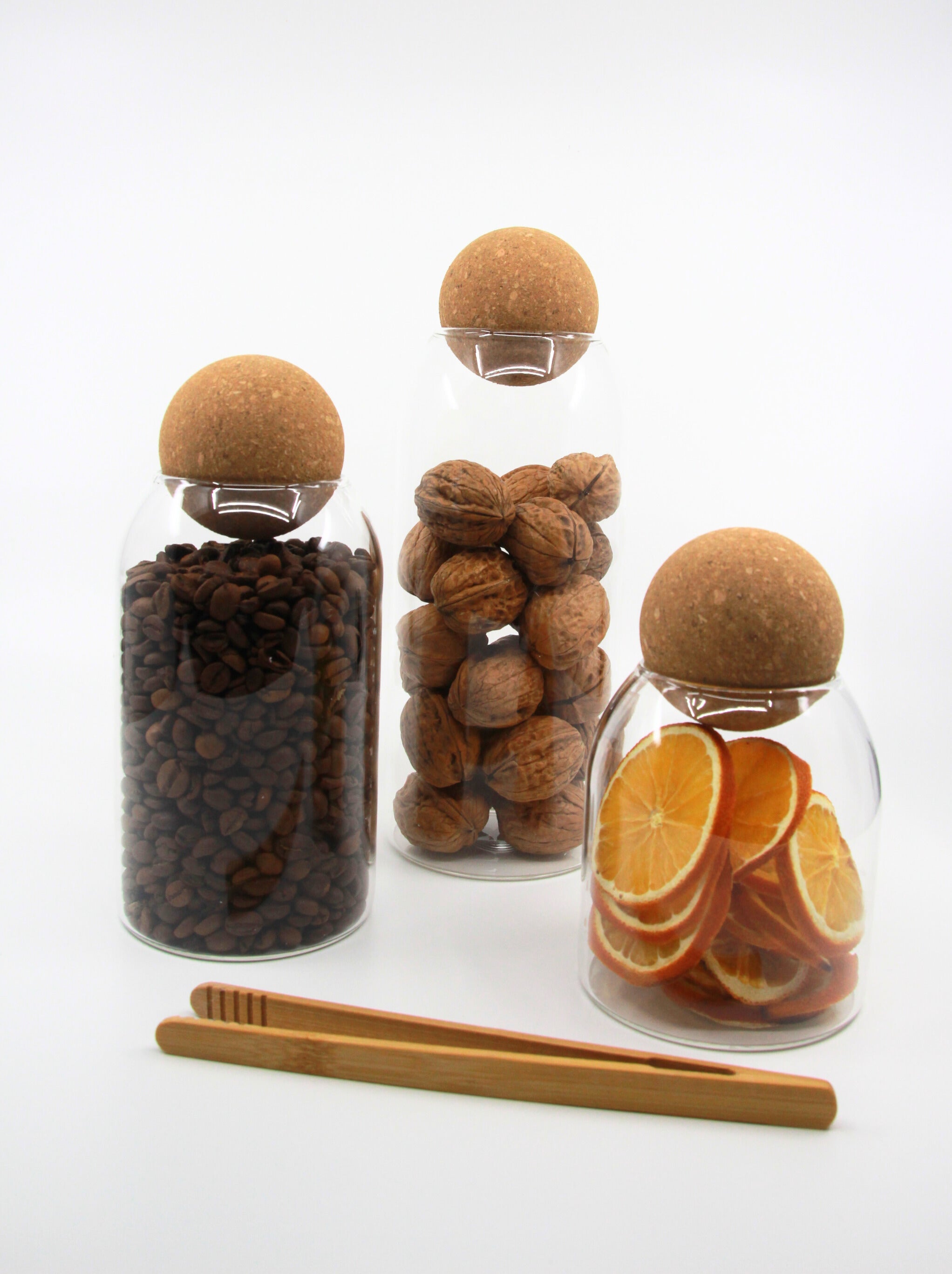 Vorratsglas-Set "Bali" 3er Set Design-Gläser mit Korkkugel